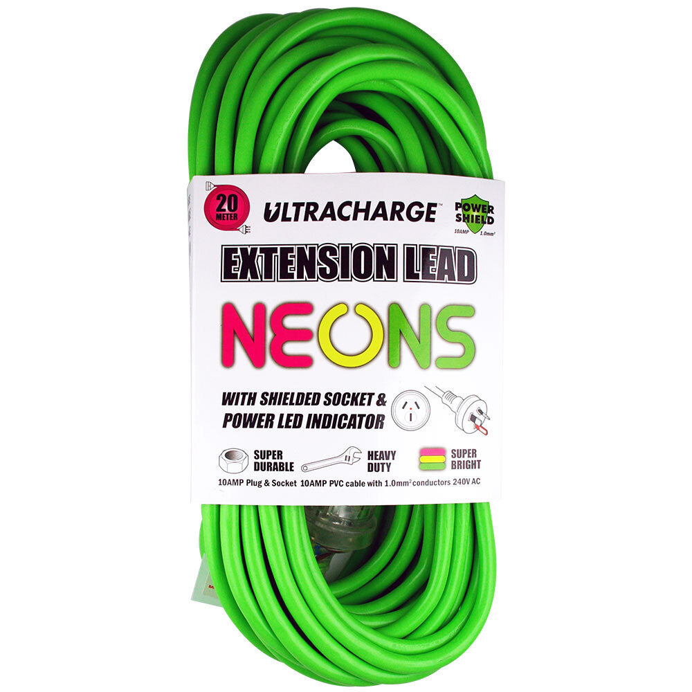 Ultracharge Neons 20m Extension Lead Cable 10A Heavy Duty Cord Plug/Socket Asst. — image 2