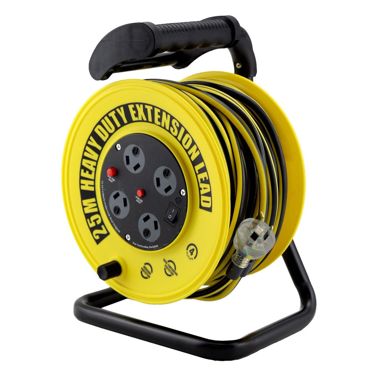 Ultracharge Heavy Duty 25m Extension Cord Lead Reel 10A Electric Cable Yellow/BK — image 2