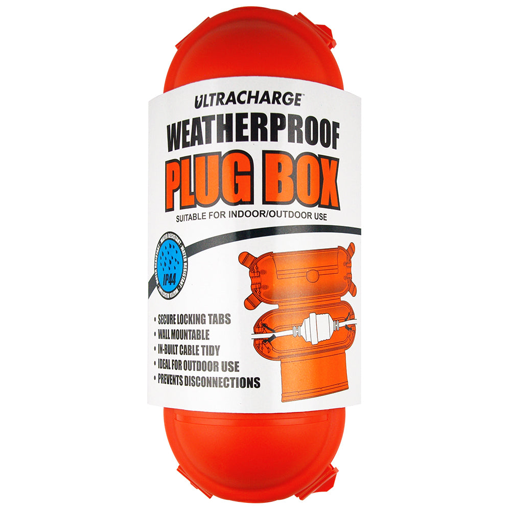 Ultracharge Weatherproof Plug Storage Box IP44 Holder/Organiser Enclosure Red