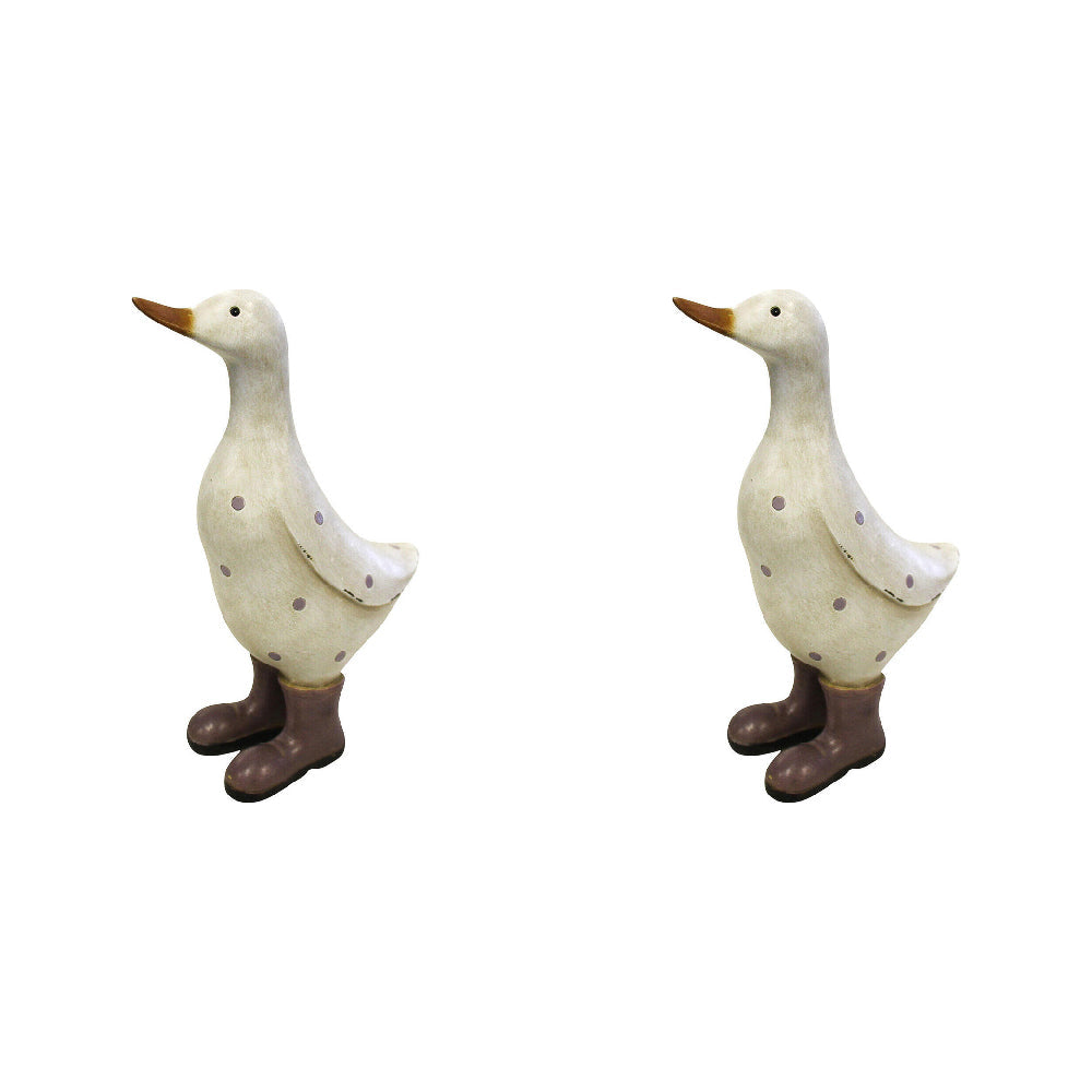 LVD Polyresin Duck Aubergine Boots Sculpture Ornament Home/Office Decor 22cm (2 Pack)