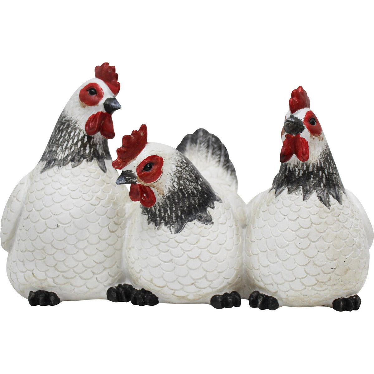 LVD Resin Chicken Friends Sculpture Standing Garden Home Decor 29x17cm White — image 2