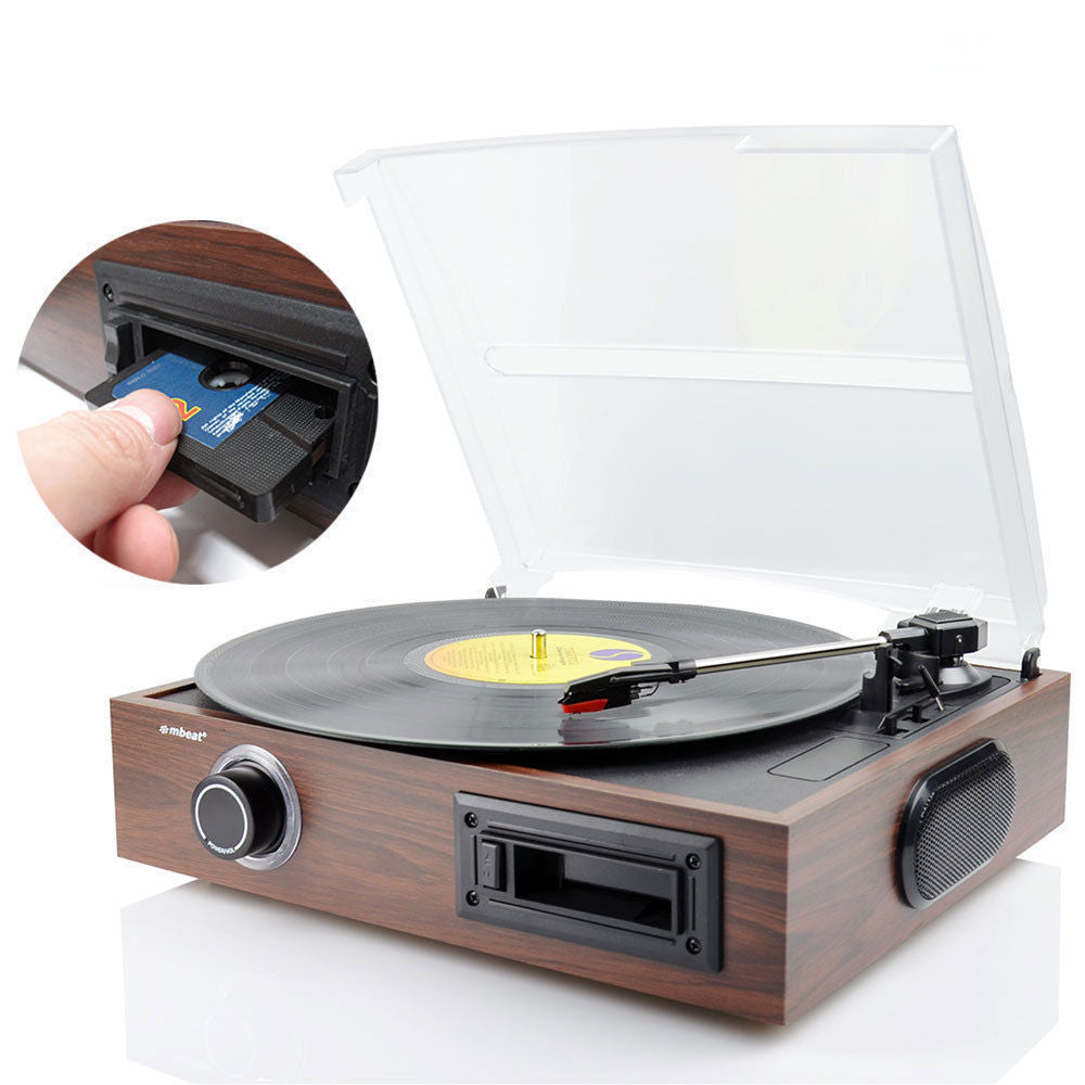 Mbeat USB Turntable Vinyl/Cassette to MP3 Recorder/Wooden Record Player Speaker — image 2