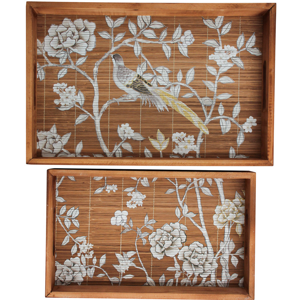 LVD Blossom 47/30.5cm Bamboo Serving Tray Storage w/ Handles Rectangle Brown (2 Pieces) — image 3