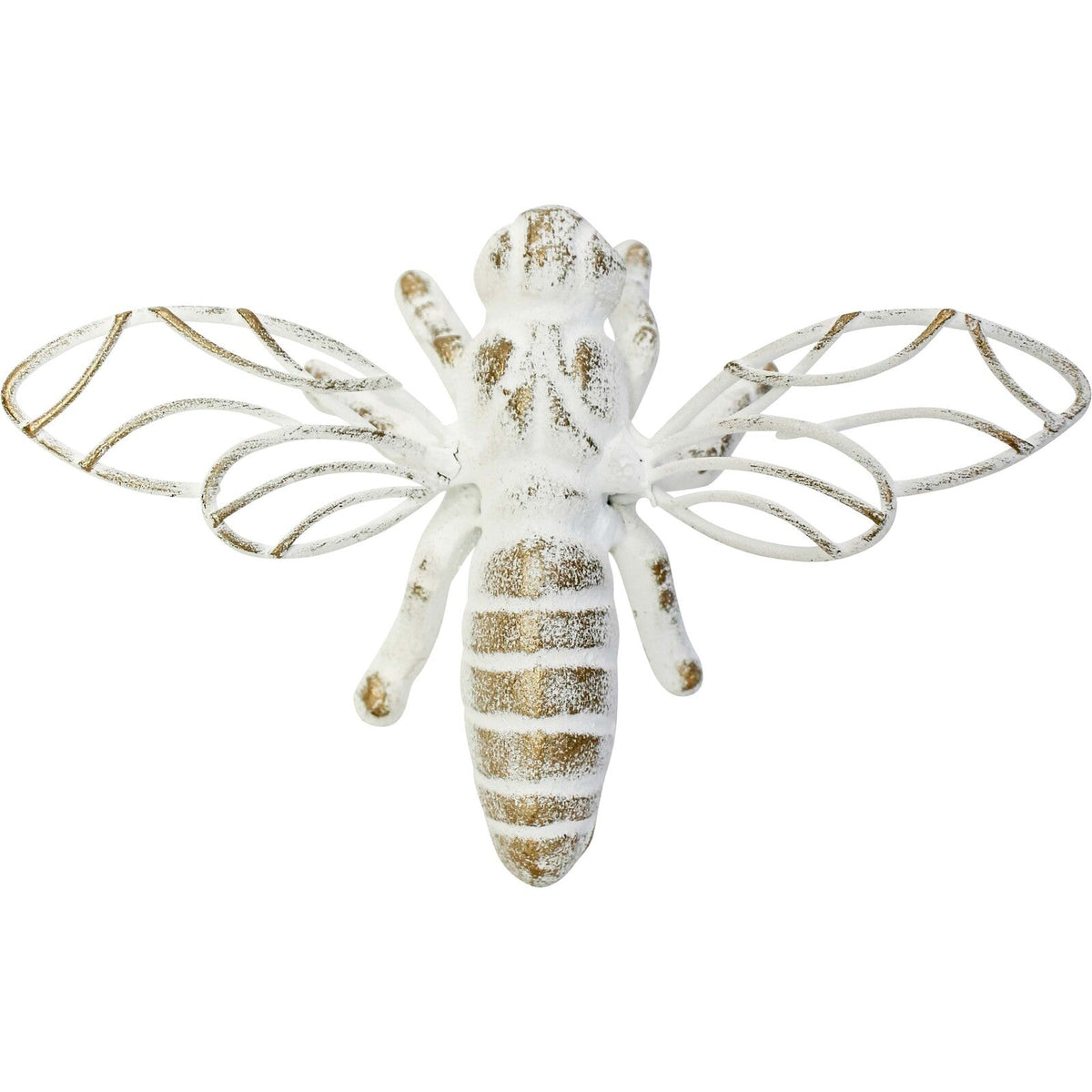 LVD Metal Rustic Bee Sculpture Classic Home Decor Display 13x7cm White/Gold — image 3