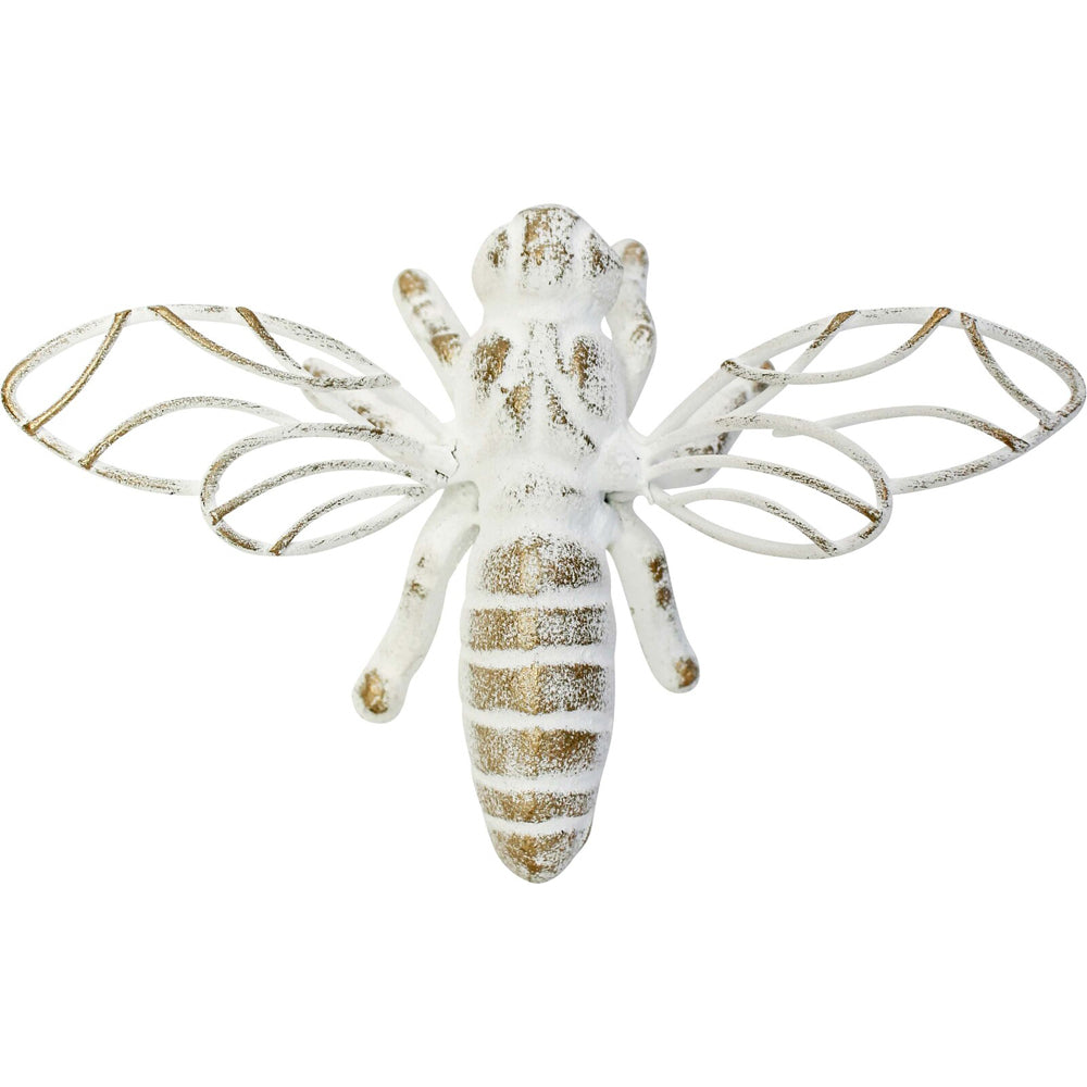 LVD Metal Rustic Bee Sculpture Classic Home Decor Display 13x7cm White/Gold — image 4