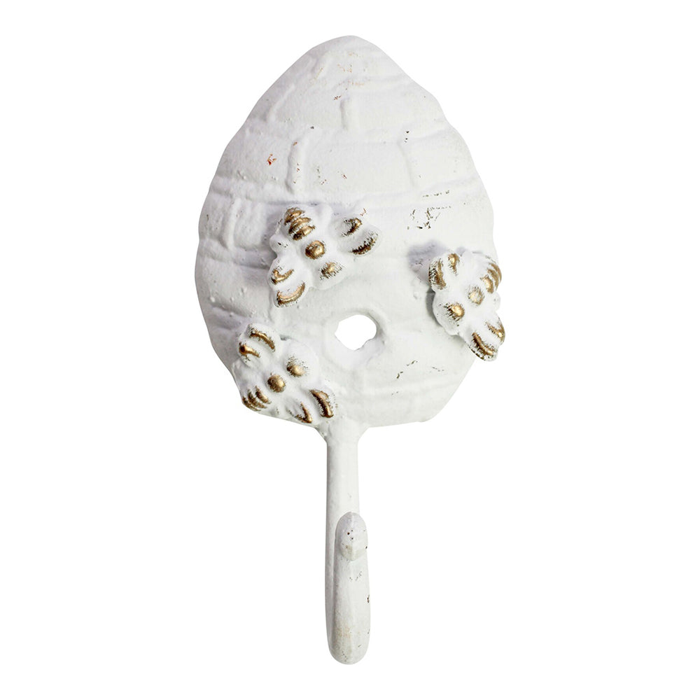 LVD Metal 15.5cm Bee Hive Hook Wall Hanger Storage Organiser Home/Room Decor White