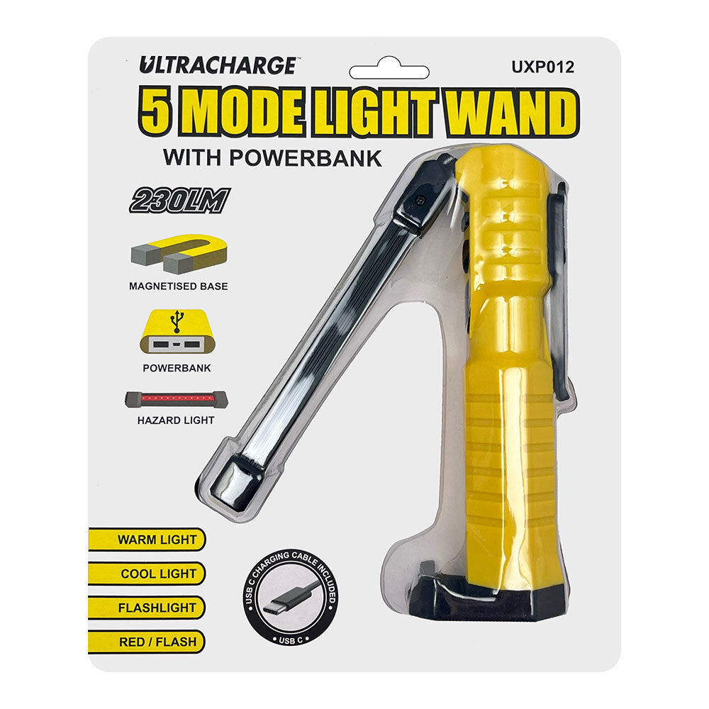Ultracharge 5 Mode Rechargeable COB LED Light Wand with Belt Clip & Magnet 230LM
