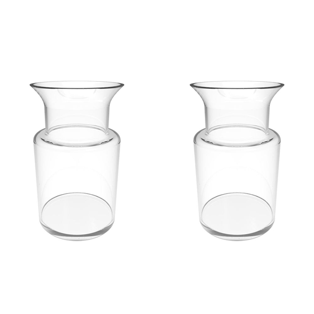 Belle Toby Glass Flower Vase Round 23cm Plant Holder Tabletop Decor SML Clear (2 Pack)