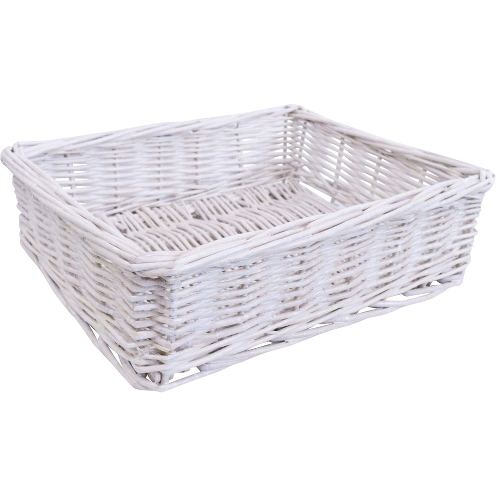 LVD Utility Willow Hamper Basket Storage Tray Medium Rectangle 25x19cm White (2 Pack) — image 2