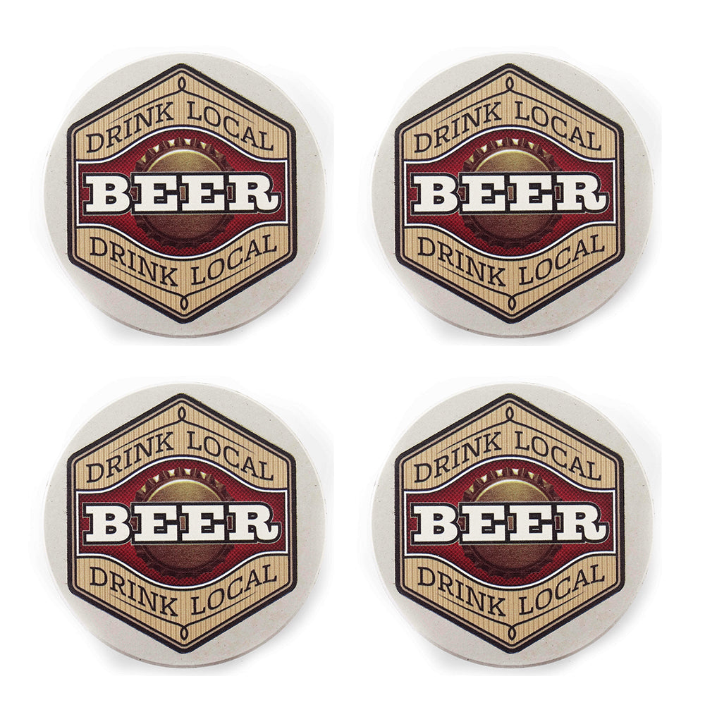 Thirstystone Beer Bone Drink Local 11cm Dolomite Stone/Cork Cups Coaster Set (4 Pieces)