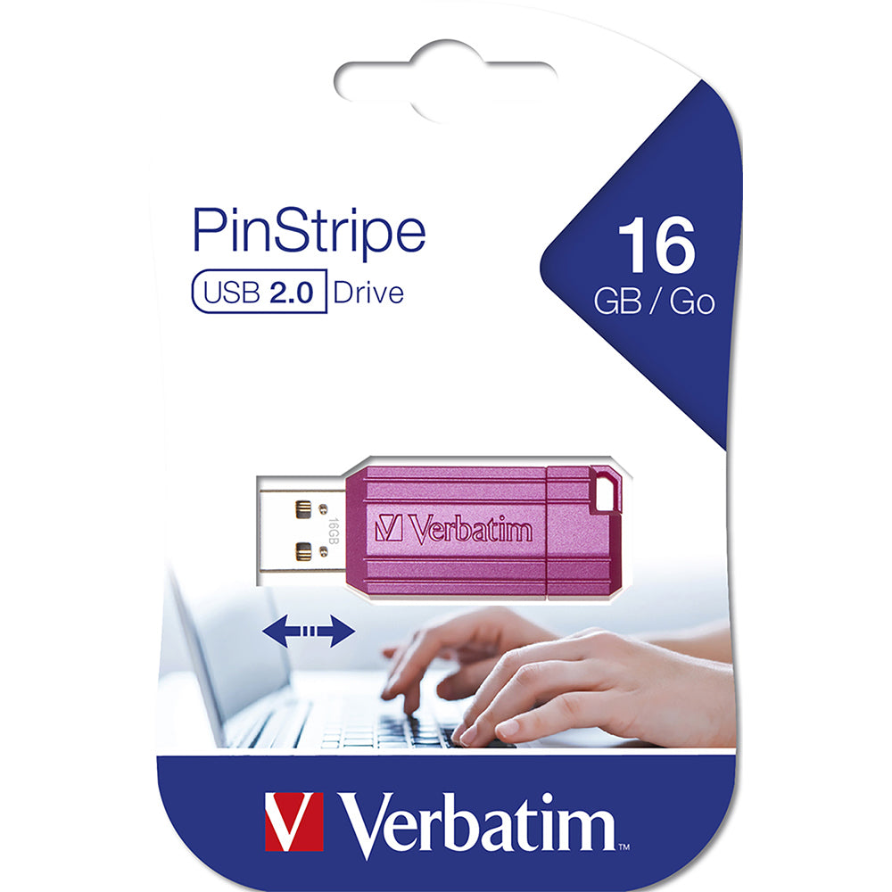 Verbatim Store'n'Go Pinstripe 16GB USB Storage Stick Drive For Laptop/PC Pink — image 2