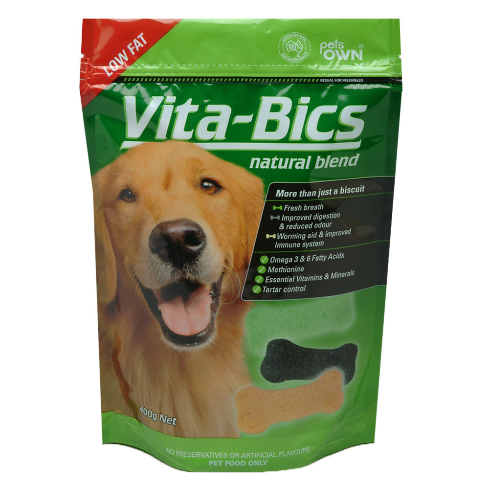 Pets Own Low Fat Vita Bics Natural Blend Dog Biscuits Treats/Reward/Food 400g