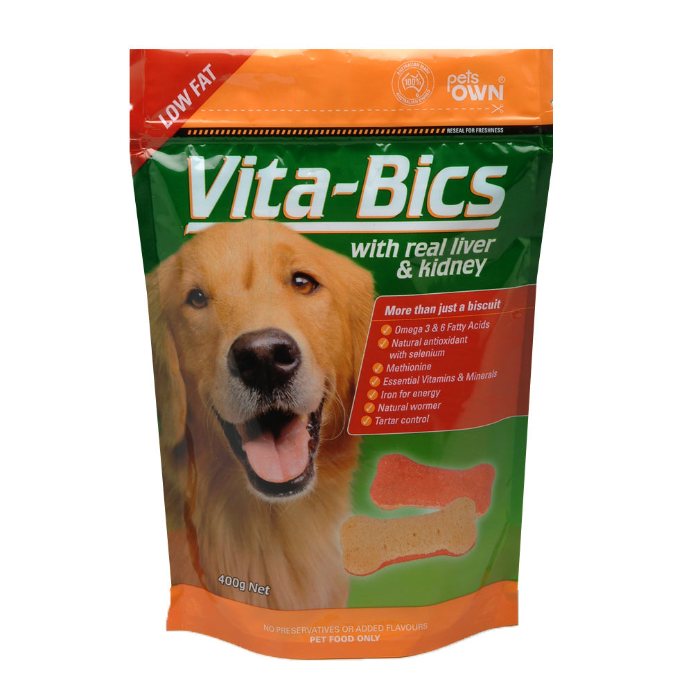 Pets Own Low Fat Vita Bics Liver/Kidney Blend Dog Biscuits Treats/Reward 400g — image 2