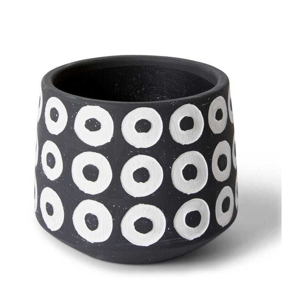 E Style Hayden 16cm Cement Plant Pot Flower Planter Holder Decor White/Black