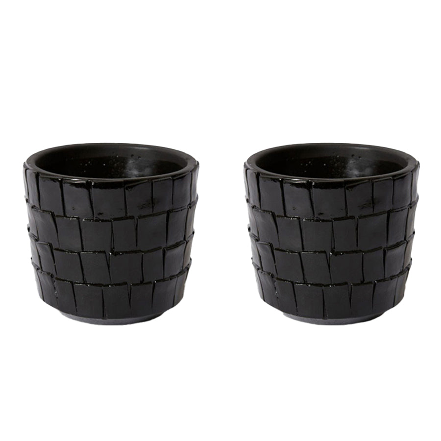 E Style Peyton 15cm Cement Plant Pot Flower Planter Holder Home Decor BLK (2 Pack)