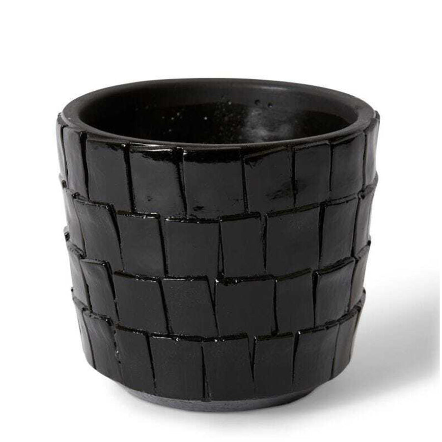 E Style Peyton 15cm Cement Plant Pot Flower Planter Holder Home Decor Black