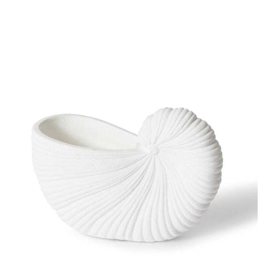 E Style 21cm Cement Snail Shell Pot Tabletop Vase Display Home Decor White