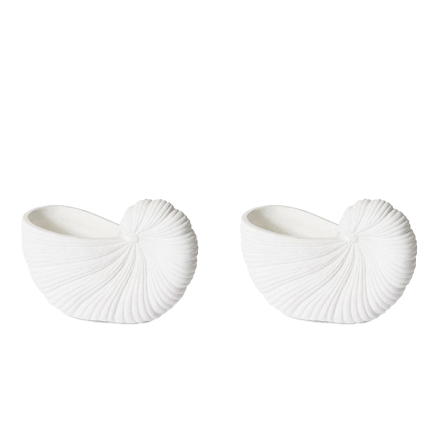 E Style 21cm Cement Snail Shell Pot Tabletop Vase Display Decor White (2 Pack)