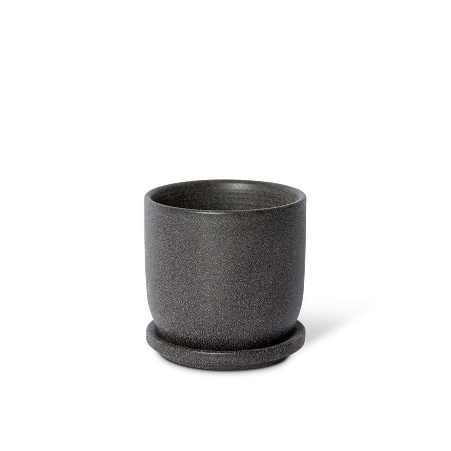 E Style Allegra 12cm Ceramic Plant Pot w/ Saucer Flower Planter Decor BLK (2 Pack) — image 2