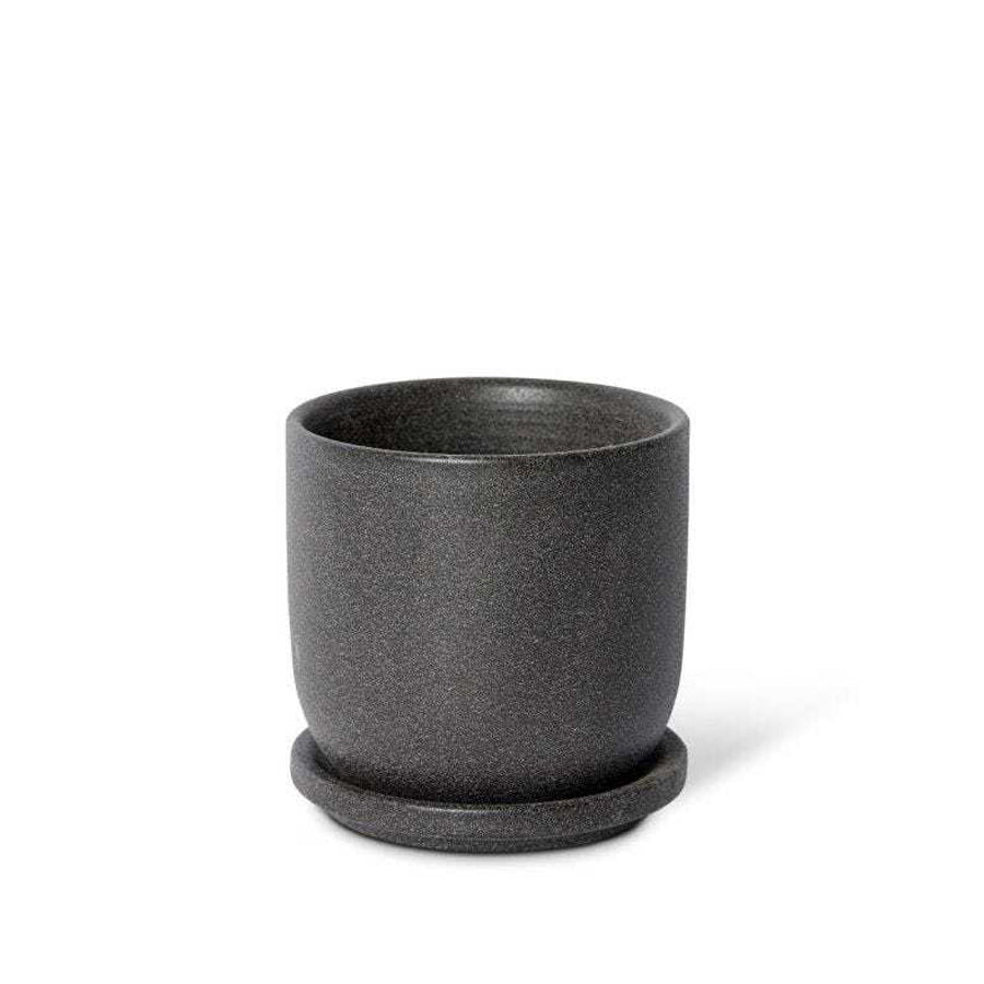 E Style Allegra 12cm Ceramic Plant Pot w/ Saucer Flower Planter Decor Black