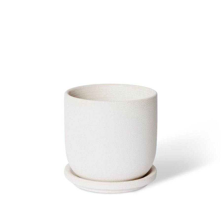 E Style Allegra 12cm Ceramic Plant Pot w/ Saucer Flower Planter Decor White