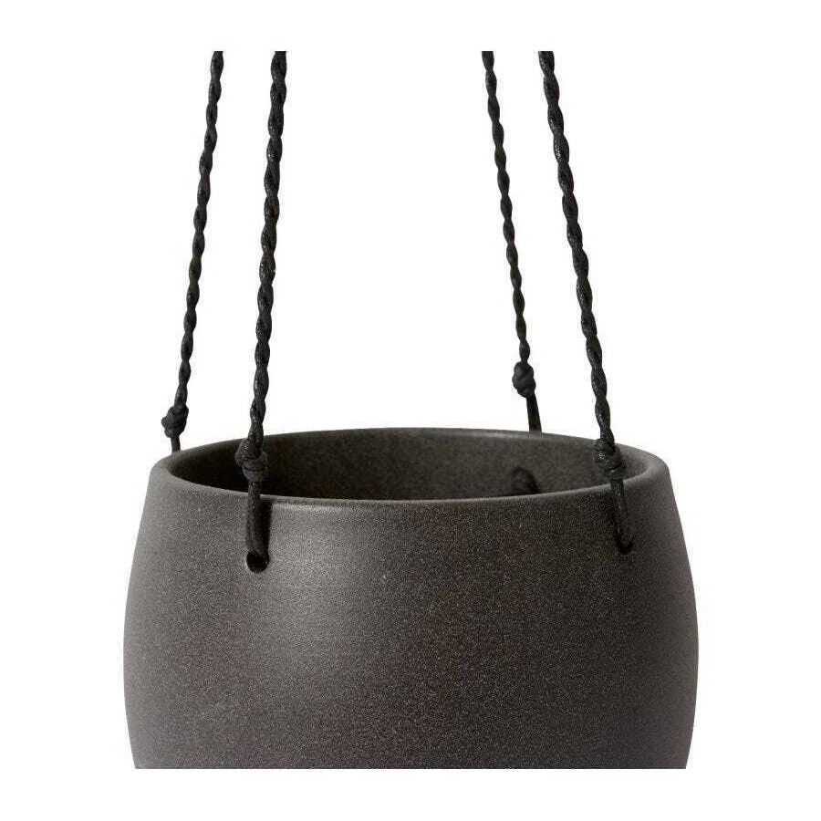 E Style Meyer 18cm Ceramic Hanging Bowl Home Decor Plant Pot Round Black — image 2