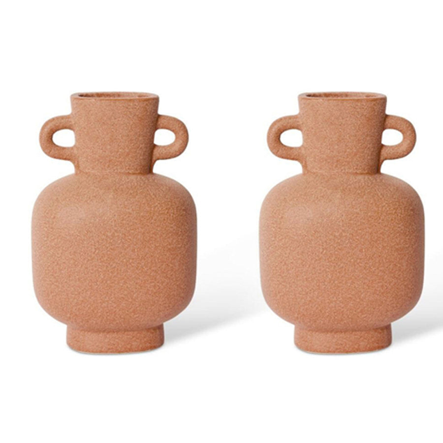 E Style Mies 23cm Ceramic Plant/Flower Vase Tabletop Decor Terracotta (2 Pack)