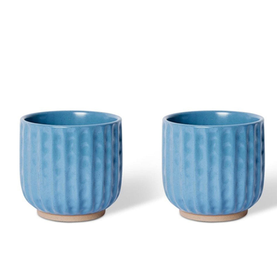 E Style Emery 14cm Ceramic Plant Pot Home Decorative Planter Round Blue (2 Pack)