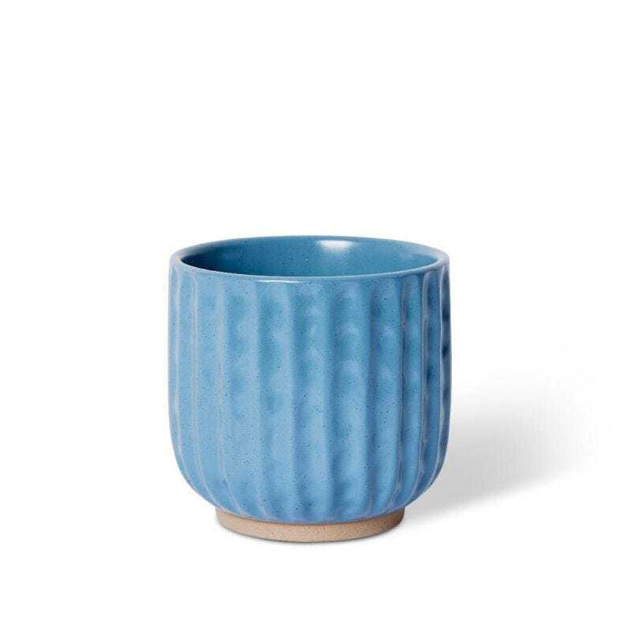 E Style Emery 14cm Ceramic Plant Pot Home Decorative Planter Round Blue