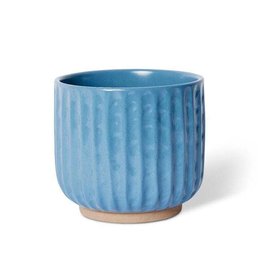 E Style Emery 17cm Ceramic Plant Pot Home Decorative Planter Round Blue