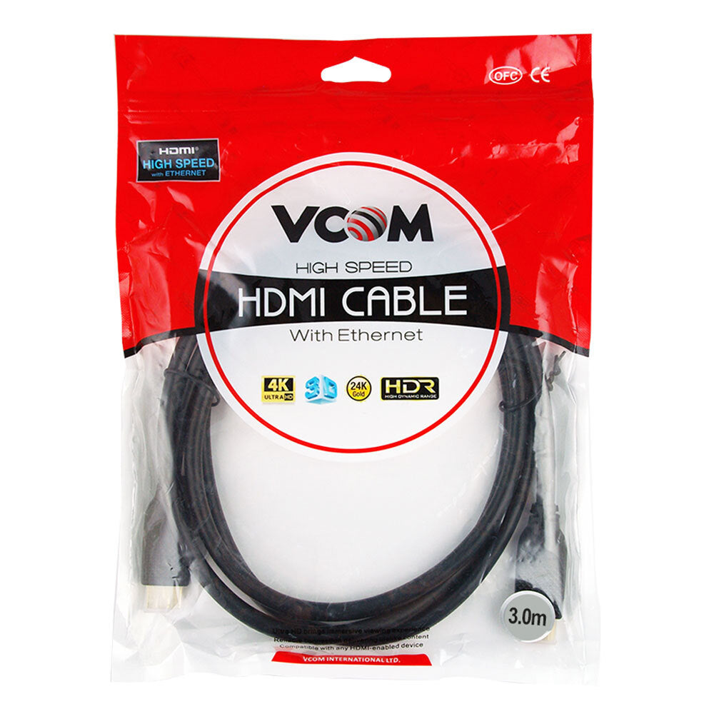 V-Com Vcom 2.0V HDMI High Speed Cable 3m Lead w/ Ethernet 4K/3D/24K Gold/HDR Display — image 2