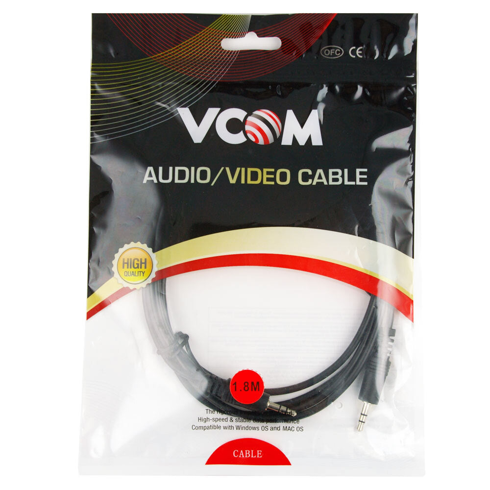 V-Com AUX Cable 1.8m Lead 3.5mm Audio Male to M Cord Adapter f/ Car/Phone BLK (3 Pack) — image 2