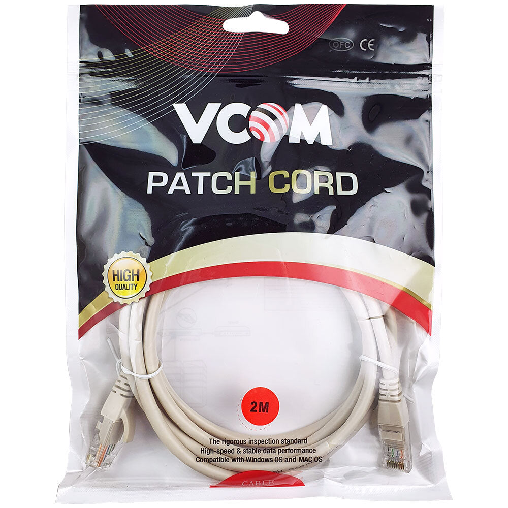 V-Com 2m UTP Cat5E Ethernet Cable 10/100Mbps Network LAN RJ45 Connector Grey (3 Pack) — image 2
