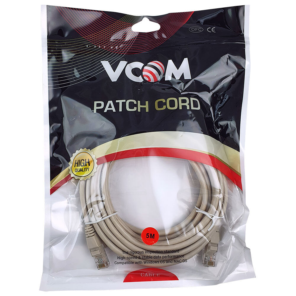 V-Com 5m Cord UTP Cat5E Ethernet Cable 10/100Mbps Network LAN RJ45 Connector GRY — image 2