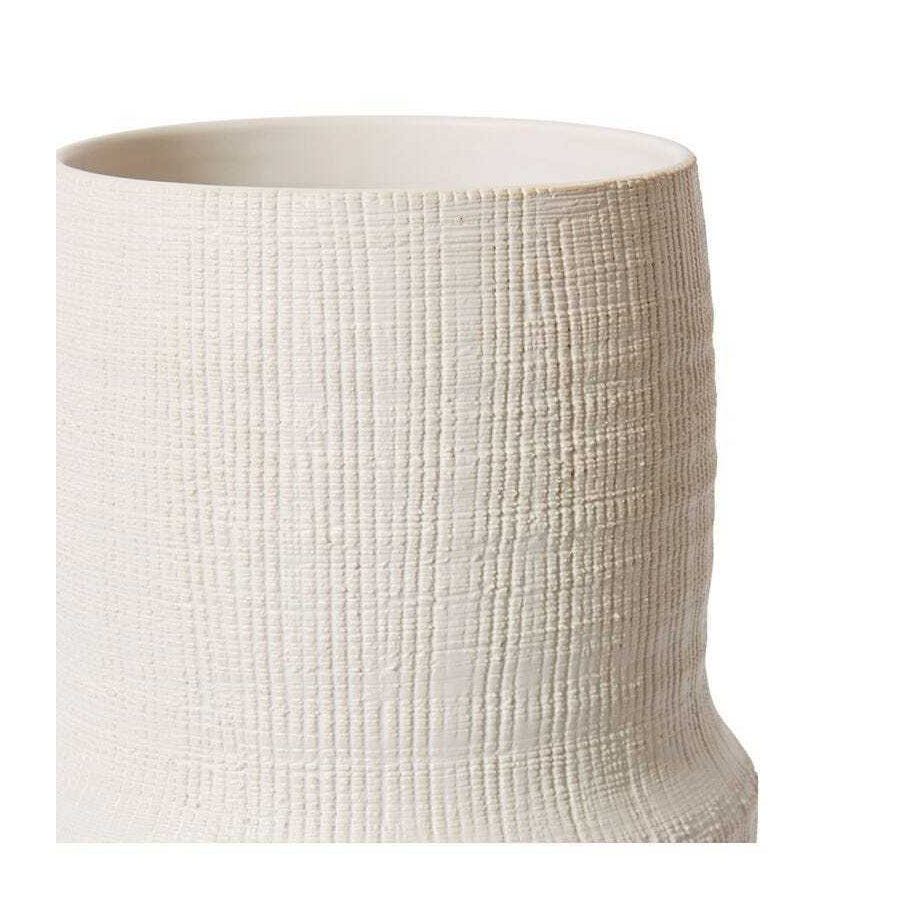 E Style 45cm Ceramic Atlas Plant/Flower Vase Tabletop Decor Hessian White — image 2