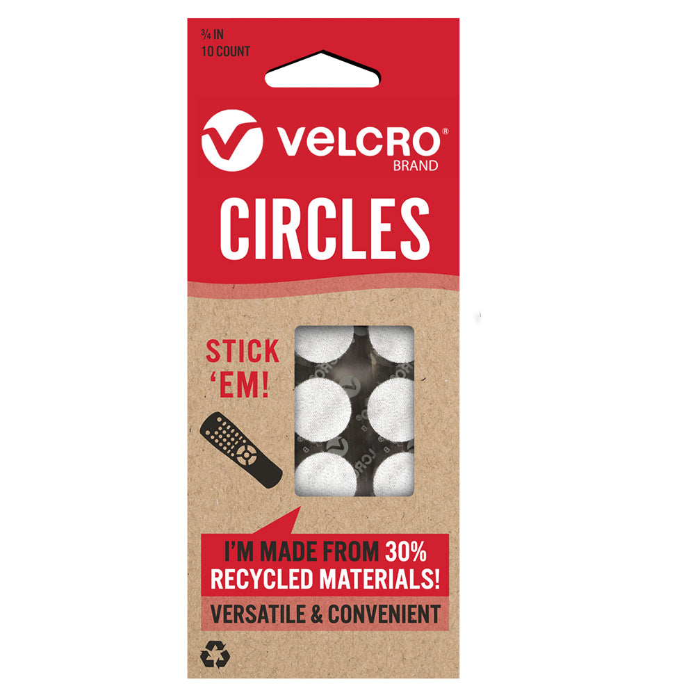 Velcro Eco Collection General Purpose Quick & Easy Stick'em Circles 19mm (10 Pieces)
