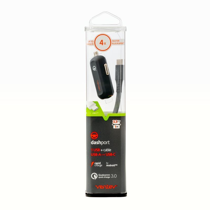 Ventev Single Output Usba/usbc Car Adapter Fast Charger for Samsung/Tablets/GPS