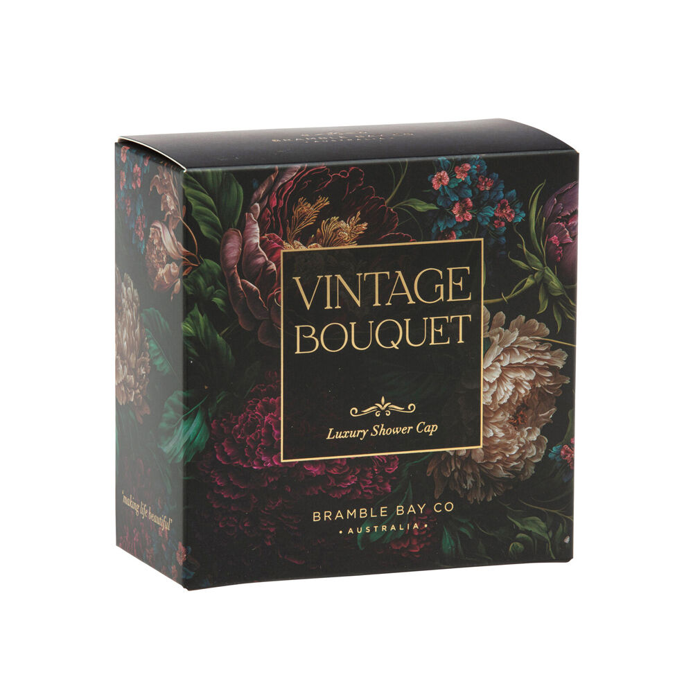 Bramble Bay Reusable Vintage Floriade Bouquet Waterproof Shower Cap