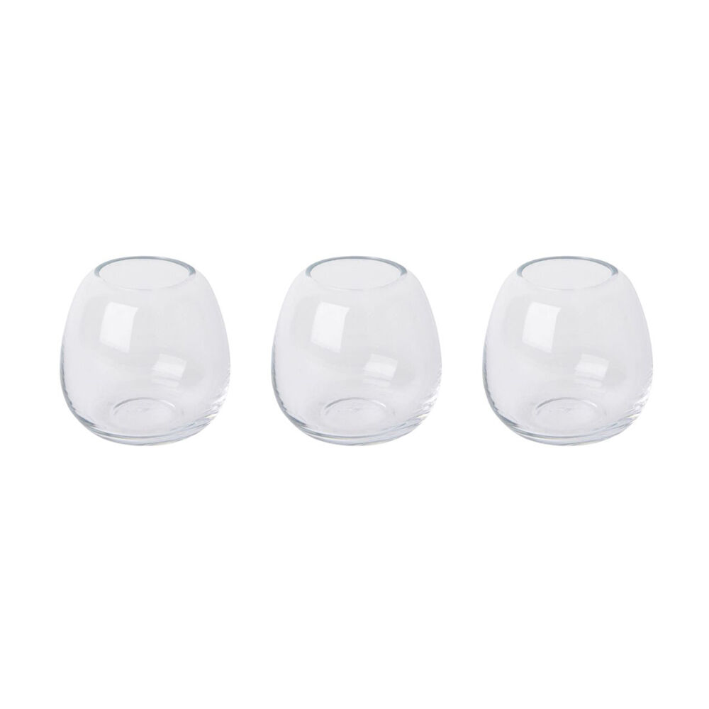 E Style Alma Vase Home Tabletop Indoor Decorative Display 10x10cm Clear (3 Pack)