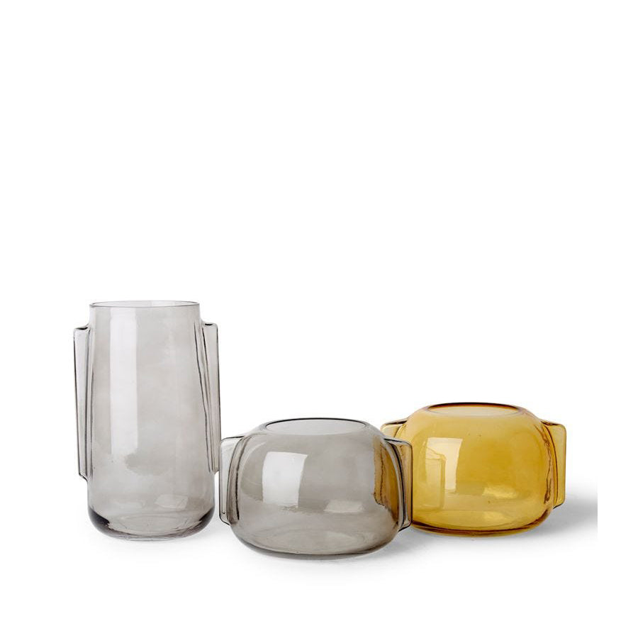 E Style 24cm Glass Koami Plant/Flower Vase Tabletop Display Decor Amber (2 Pack) — image 3