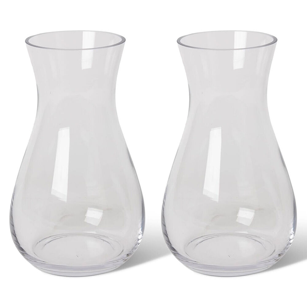 E Style Betsy Glass Flower Vase Centerpiece Indoor Home Decor 25cm Clear (2 Pack)