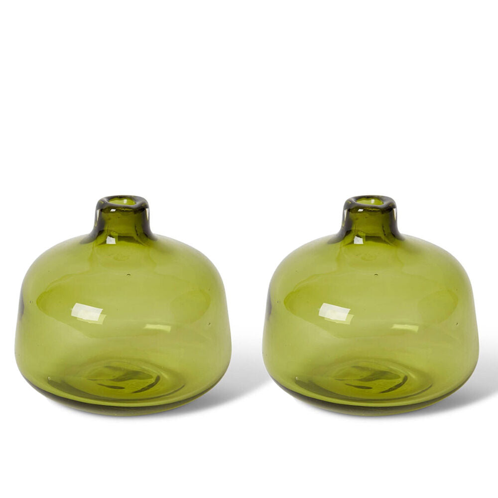 E Style Dalili Glass Decorative Bottle Short Vase Home Decor 11cm Green (2 Pack)