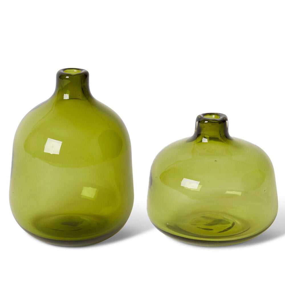 E Style Dalili Glass Decorative Bottle Short/Tall Vase Combo 11cm/14cm Green