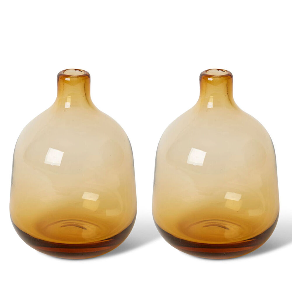 E Style Dalili Glass Decorative Bottle Flower Vase Home Decor 14cm Amber (2 Pack)
