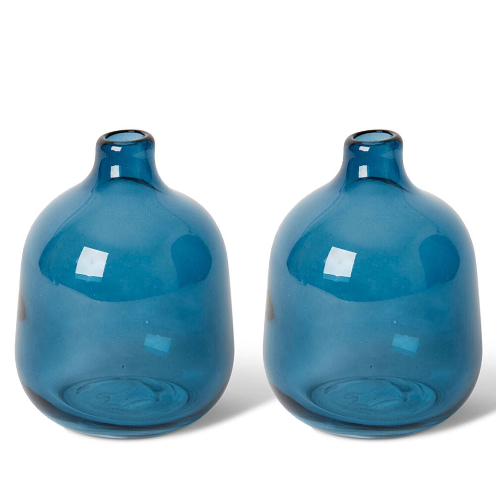 E Style Dalili Glass Decorative Bottle Flower Vase Home Decor 14cm Blue (2 Pack)
