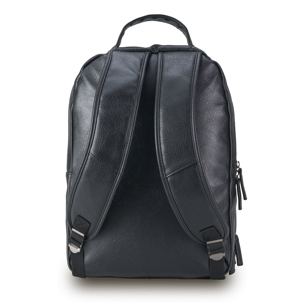 Tosca Vegan Leather Backpack Mens Multi-Pocket Travel School/Work Bag — Black