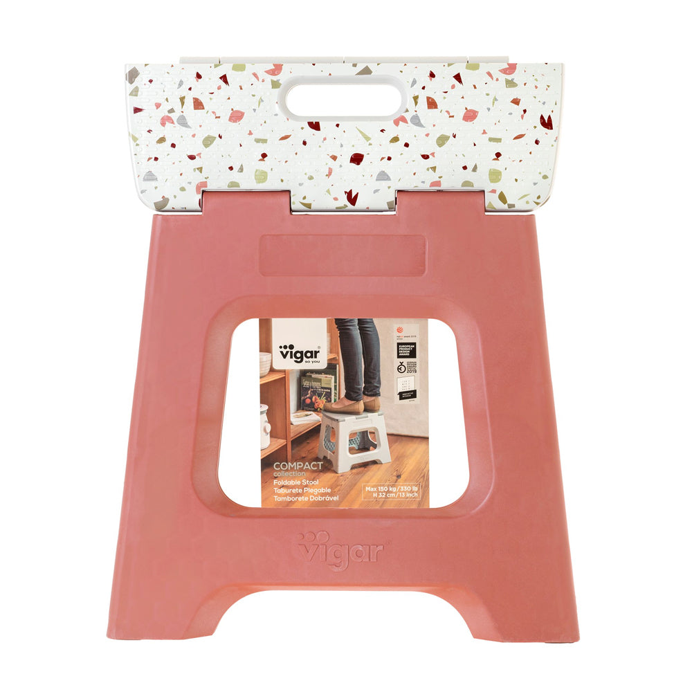 Vigar Compact Foldable 32cm Plastic Step Stool Outdoor/Kitchen Terrazzo on Top — image 2