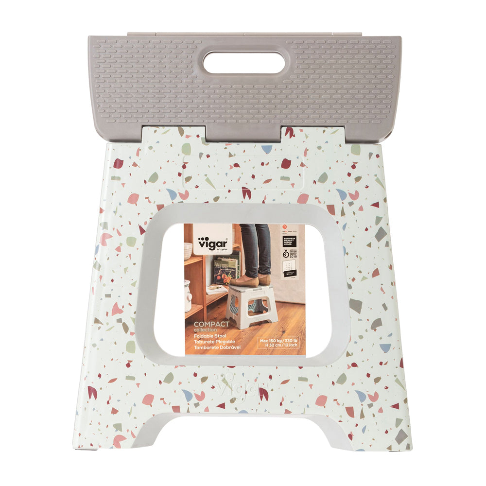 Vigar Compact Foldable 32cm Plastic Step Stool Outdoor/Kitchen Terrazzo in Body — image 2