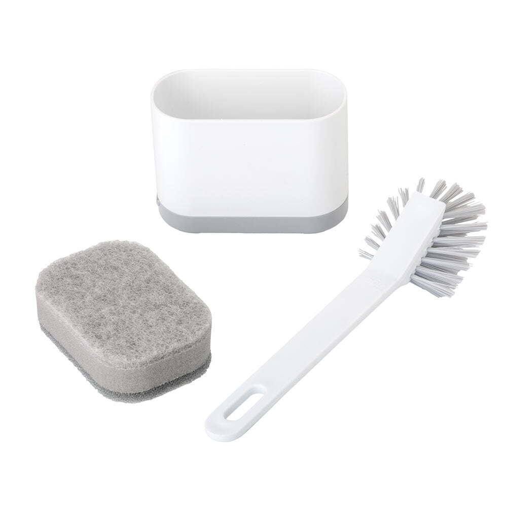 Vigar Rengo Monobloc Sink Caddy/Dish Brush/Sponge Kitchen Cleaning Set White (3 Pieces) — image 3