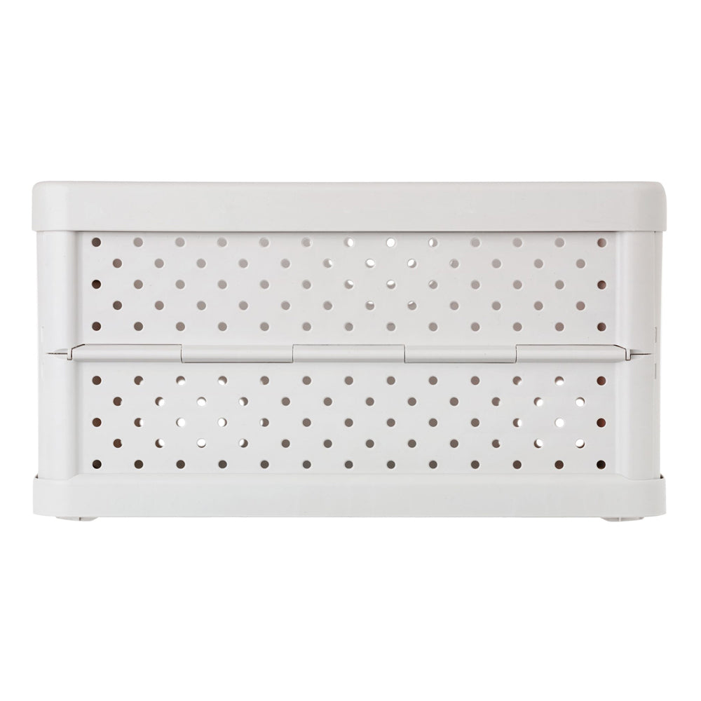 Vigar Compact 11.3L Plastic Foldable Crate Home Office Basket Storage Sand White — image 2
